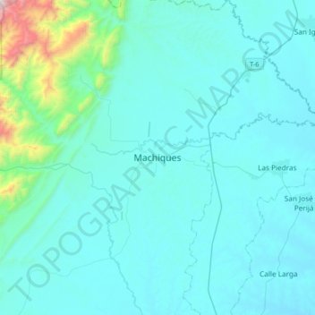 Mapa topográfico Machiques, altitud, relieve