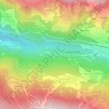 Mapa topográfico Le Petit Carrey, altitud, relieve