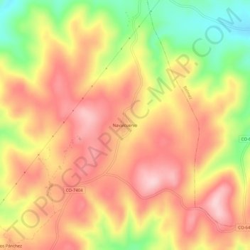 Mapa topográfico Navalcuervo, altitud, relieve