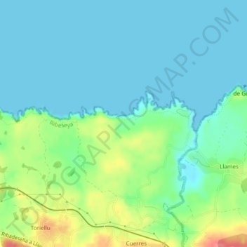 Mapa topográfico El Infiesto, altitud, relieve