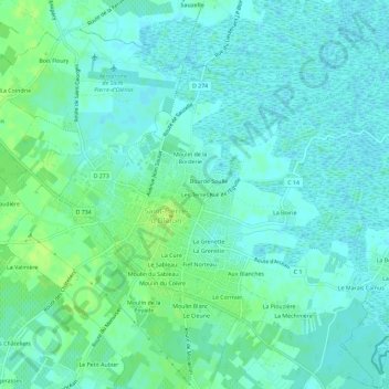 Mapa topográfico Les Terres, altitud, relieve