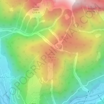 Mapa topográfico Monte di Cabia, altitud, relieve
