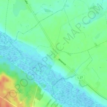 Mapa topográfico Wotenick, altitud, relieve