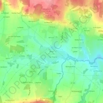 Mapa topográfico Renal, altitud, relieve