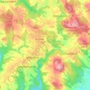 Mapa topográfico Kastenfeld, altitud, relieve