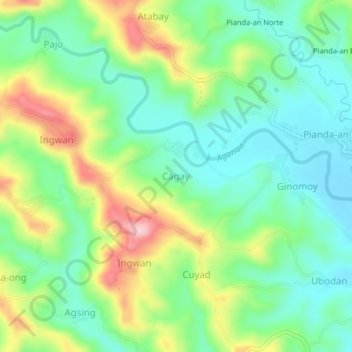 Mapa topográfico Cagay, altitud, relieve