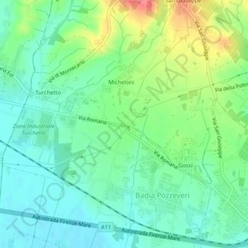 Mapa topográfico Corte Carbonata, altitud, relieve