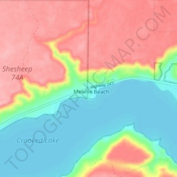 Mapa topográfico Melville Beach, altitud, relieve