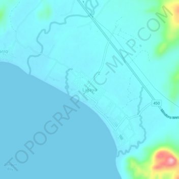 Mapa topográfico Ligaya, altitud, relieve