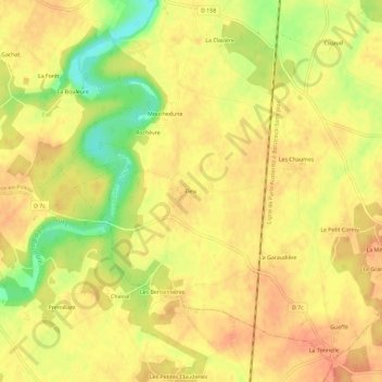Mapa topográfico Fleix, altitud, relieve