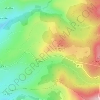 Mapa topográfico Le Suquet, altitud, relieve