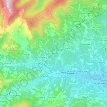 Mapa topográfico Le Delèche, altitud, relieve
