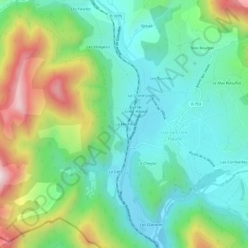 Mapa topográfico La Meyrie, altitud, relieve