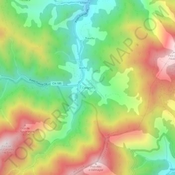 Mapa topográfico Cosgaya, altitud, relieve