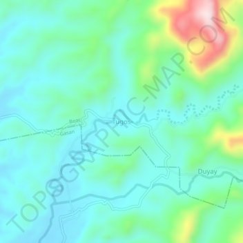 Mapa topográfico Tugos, altitud, relieve