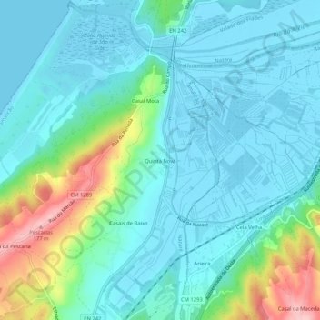 Mapa topográfico Quinta Nova, altitud, relieve