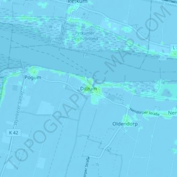 Mapa topográfico Ditzum, altitud, relieve