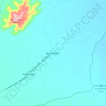 Mapa topográfico Agua Negra, altitud, relieve