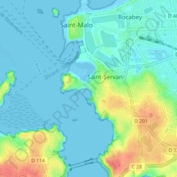 Mapa topográfico Solidor, altitud, relieve