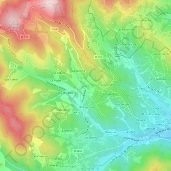 Mapa topográfico Jullié, altitud, relieve