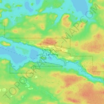Mapa topográfico York Landing, altitud, relieve