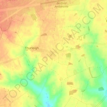 Mapa topográfico Cross End, altitud, relieve