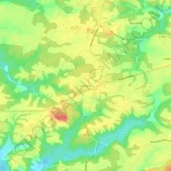 Mapa topográfico La Lagüe, altitud, relieve