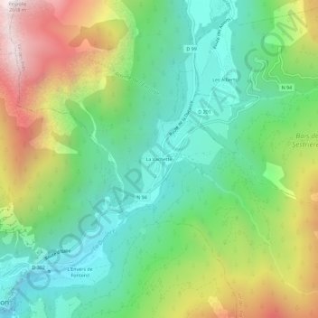 Mapa topográfico La Vachette, altitud, relieve