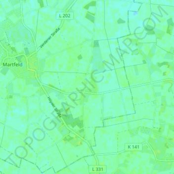 Mapa topográfico Tuschendorf, altitud, relieve