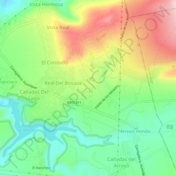 Mapa topográfico El Progreso (Las Trojas), altitud, relieve