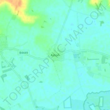 Mapa topográfico Aston, altitud, relieve