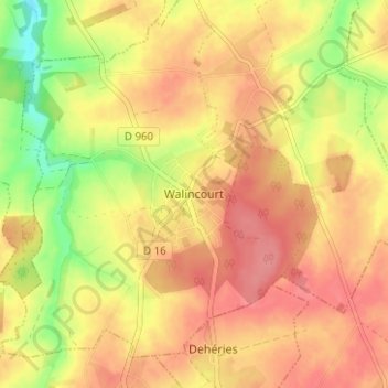 Mapa topográfico Walincourt, altitud, relieve