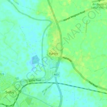 Mapa topográfico Barlby, altitud, relieve