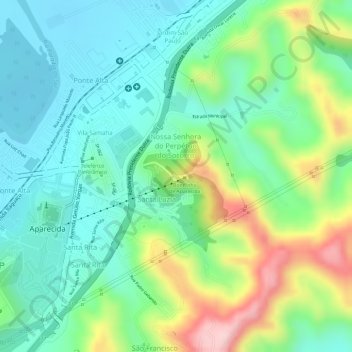 Mapa topográfico Mirantedo Cruzeiro, altitud, relieve
