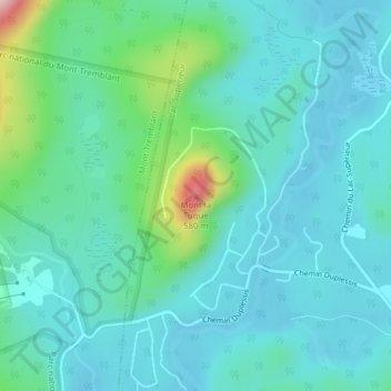 Mapa topográfico Mont la Tuque, altitud, relieve