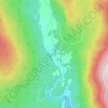 Mapa topográfico Gibson Creek, altitud, relieve