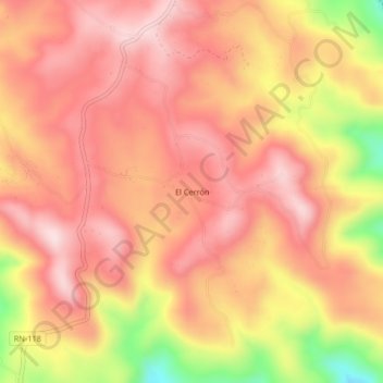 Mapa topográfico El Cerrón, altitud, relieve
