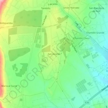 Mapa topográfico San Vicente, altitud, relieve