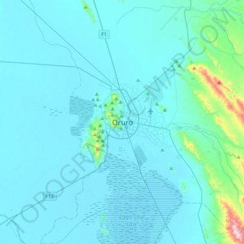 Mapa topográfico Oruro, altitud, relieve