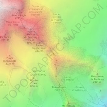 Mapa topográfico Les Dames Anglaises, altitud, relieve