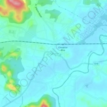 Mapa topográfico Chandor, altitud, relieve