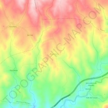 Mapa topográfico Avantos, altitud, relieve