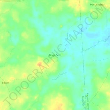 Mapa topográfico Braço Seco, altitud, relieve
