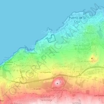 Mapa topográfico Las Dehesas, altitud, relieve