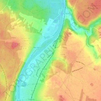 Mapa topográfico Héricy, altitud, relieve