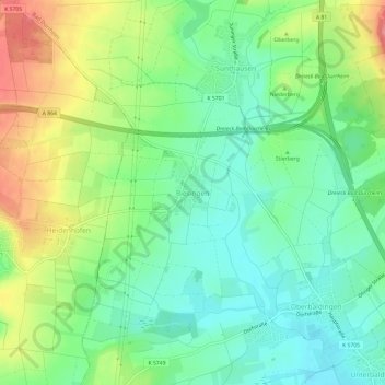 Mapa topográfico Biesingen, altitud, relieve