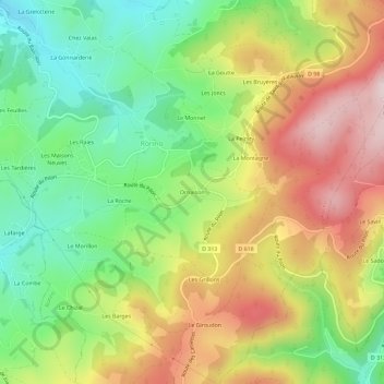 Mapa topográfico Ornaison, altitud, relieve