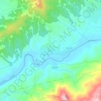 Mapa topográfico Barco, altitud, relieve