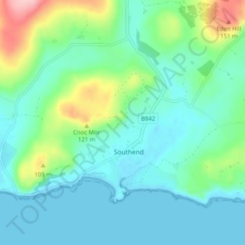 Mapa topográfico Machrimore, altitud, relieve
