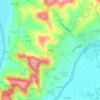 Mapa topográfico Seillade, altitud, relieve